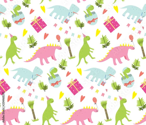 Tapety Wzór z dinozaurami kreskówka.