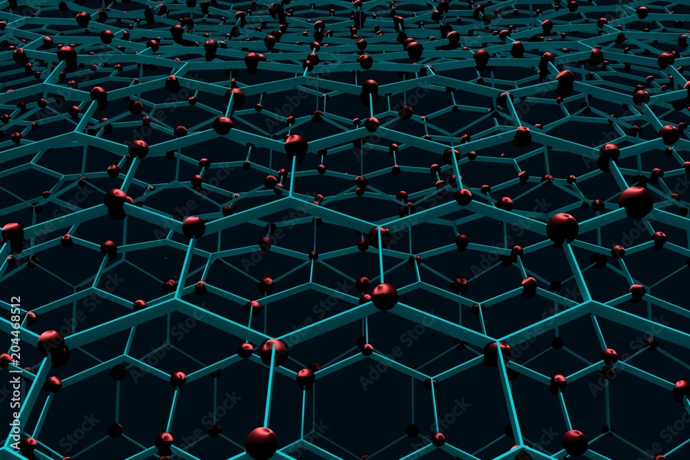 Fototapeta premium Perspective view on honeycomb. Hexagon pattern background. Isometric geometry