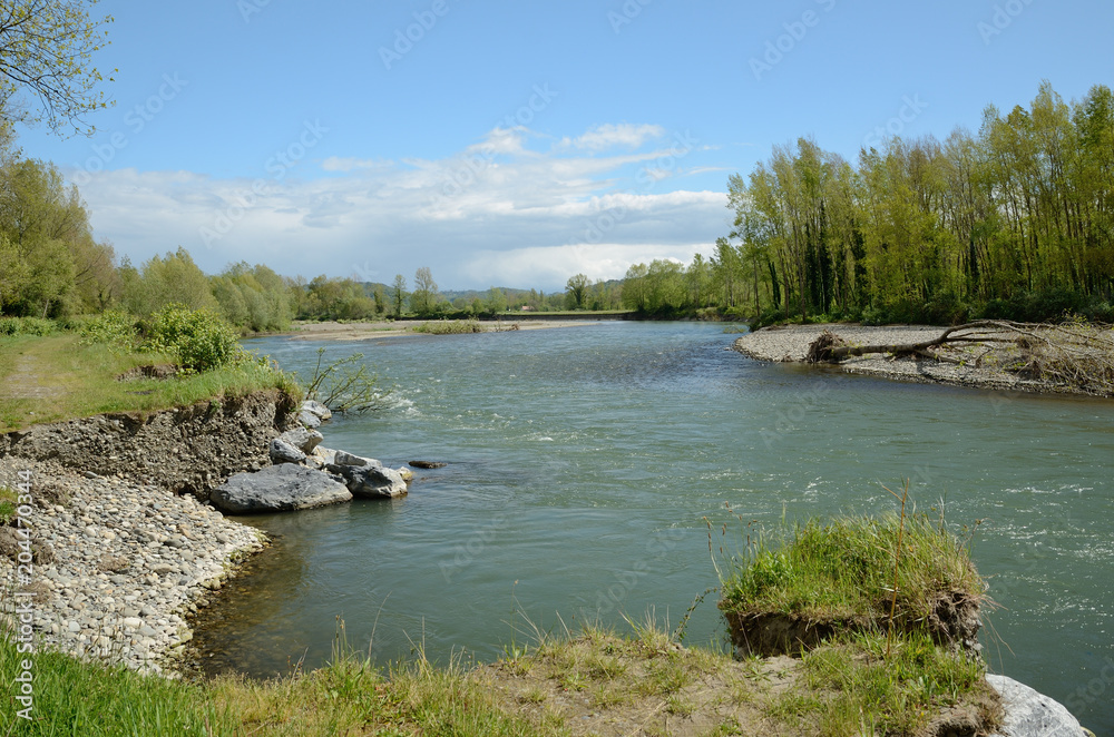 Obraz premium Freely meandering river Gave de Pau