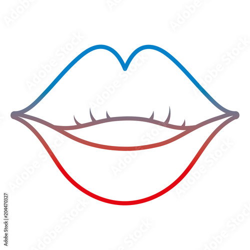 degraded line woman smile with beauty lips style