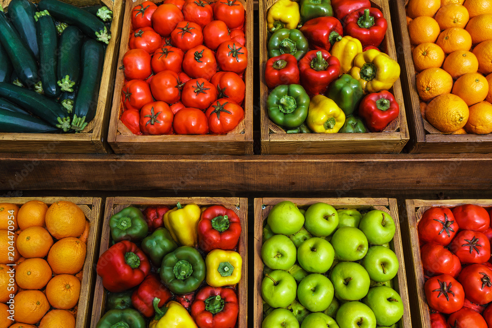 boxes of vegetables