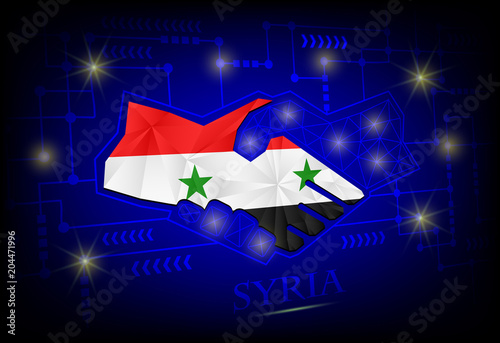 Handshake logo made from the flag of Syria.