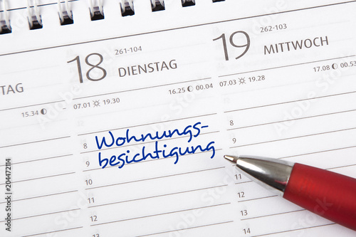 Eintrag im Kalender: Wohnungsbesichtigung
