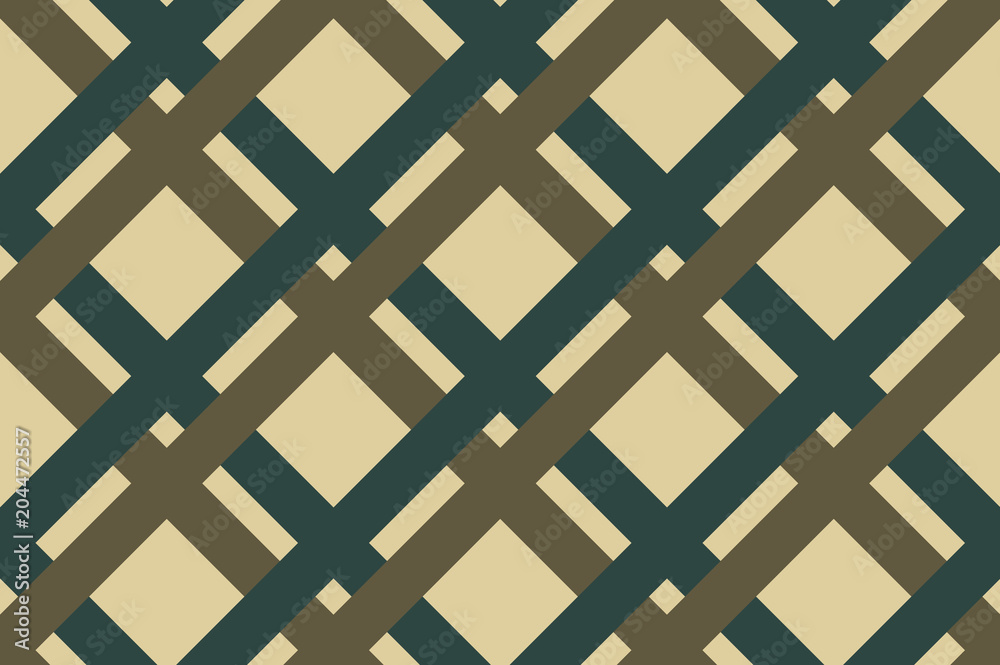 Geometric seamless pattern with intersecting lines, grids, cells. Criss-cross background in traditional tile style. 