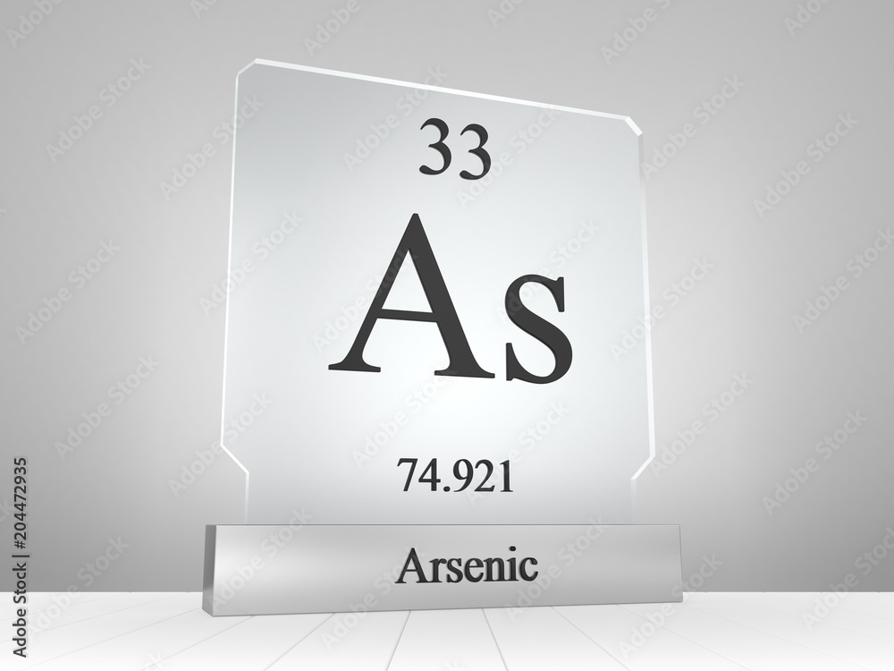 Arsenic symbol on modern glass and metal icon Arsenic symbol on modern glass and metal icon