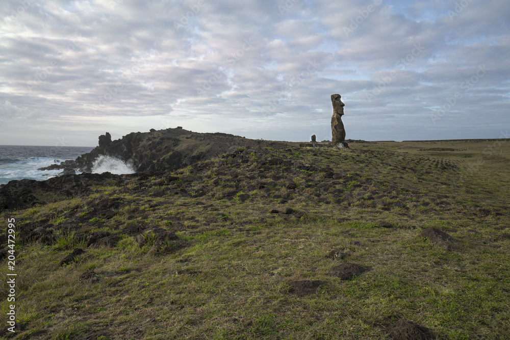 Moai statues on Easter Island in Chile