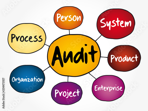 Audit evaluation area mind map flowchart, business concept for presentations and reports