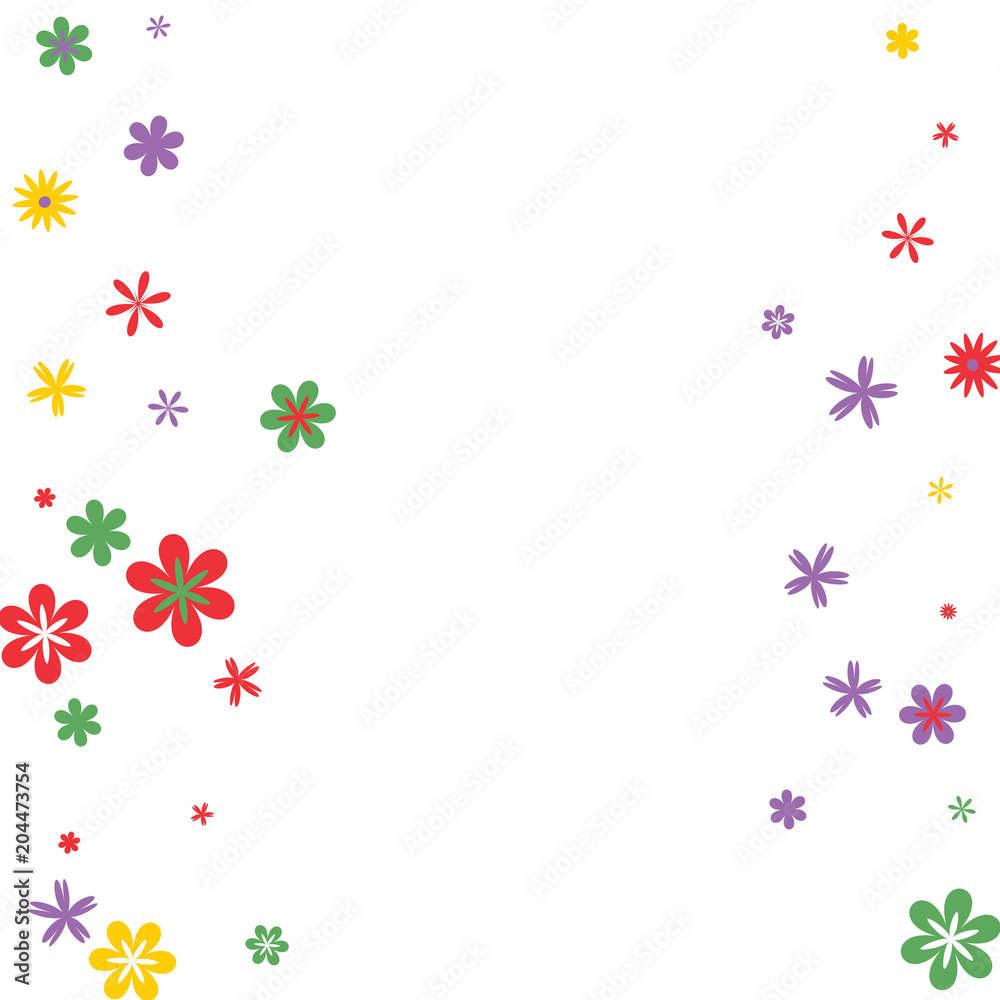Feminine Floral Pattern with Simple Small Flowers for Greeting Card or Poster. Naive Daisy Flowers in Primitive Style. Vector Background for Spring or Summer Design.