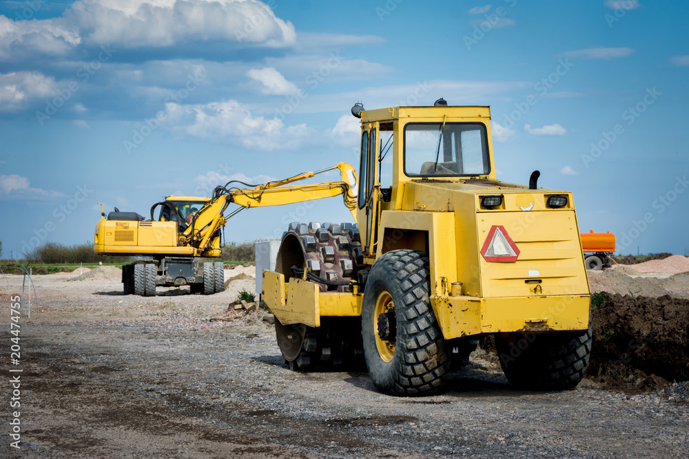 Vehicles on a construction site