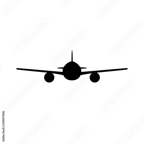 Charter airplane silhouette illustration. Jet front view