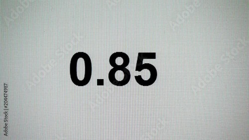Digital countdown on LCD screen in detail. Black numbers with one decimal place.