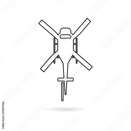 Helicopter line icon, Silhouette of helicopter
