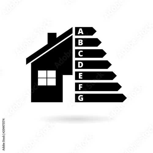 Housing energy efficiency icon, House and energy efficiency concept