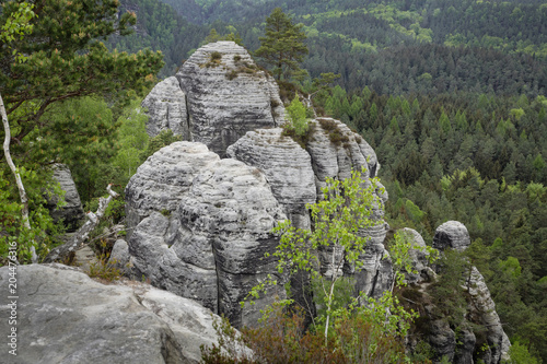 Blick von der Gamrig Gesteinsformation in die Sächsische Schweiz, Deutschland © Harald Biebel
