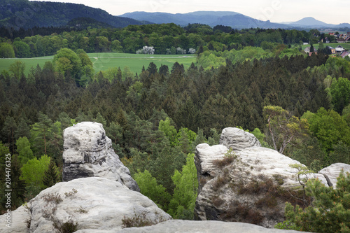 Blick von der Gamrig Gesteinsformation in die Sächsische Schweiz, Deutschland photo