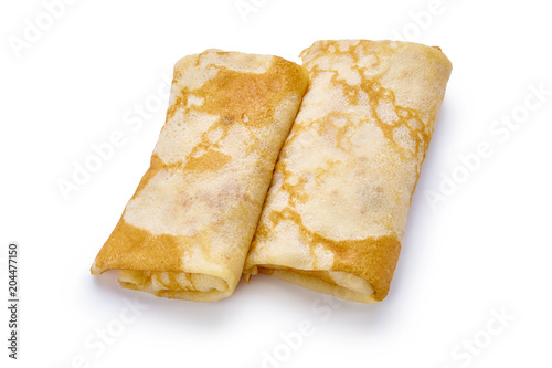 pancakes with cheese are isolated on a white background