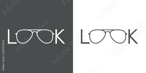 Logotipo LOOK con gafas en gris y blanco