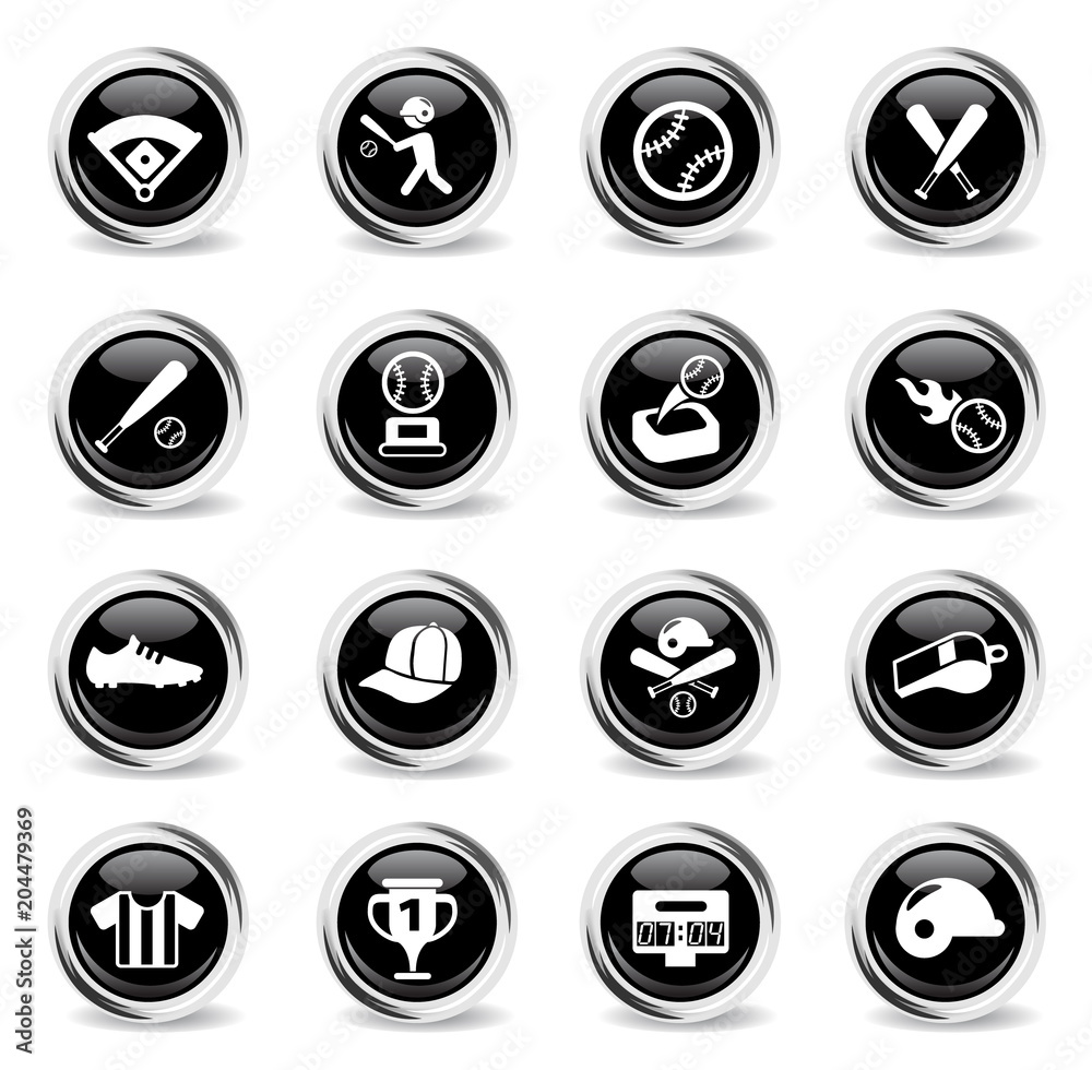 baseball icon set