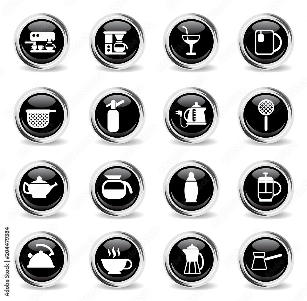 utensils for beverages icon set utensils for beverages icon set