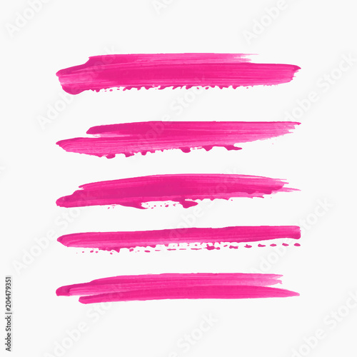 Acrylic art brush painted textured stripes set isolated vector background. Watercolor stroke set.