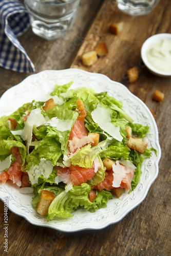 Caesar salad with smoked salmon