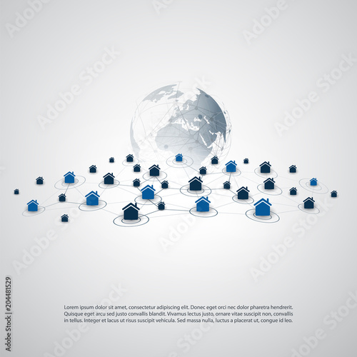 Sharing Economy - Home Renting, Peer to Peer Accommodation or Smart Home Network Design Concept