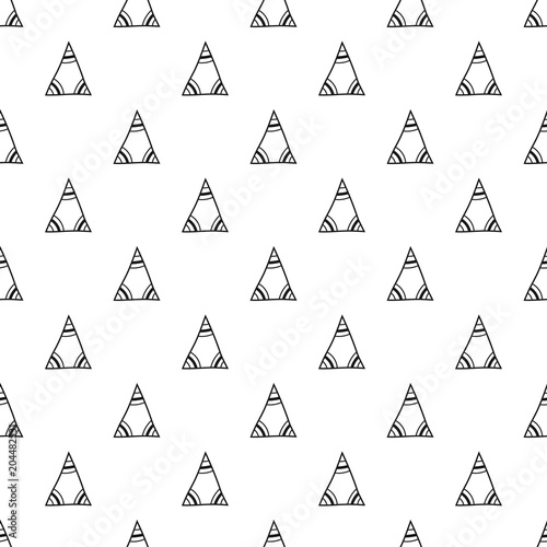 Triangles. Black and white seamless pattern. Geometric  abstract background for covers  textile. Doodle shapes.