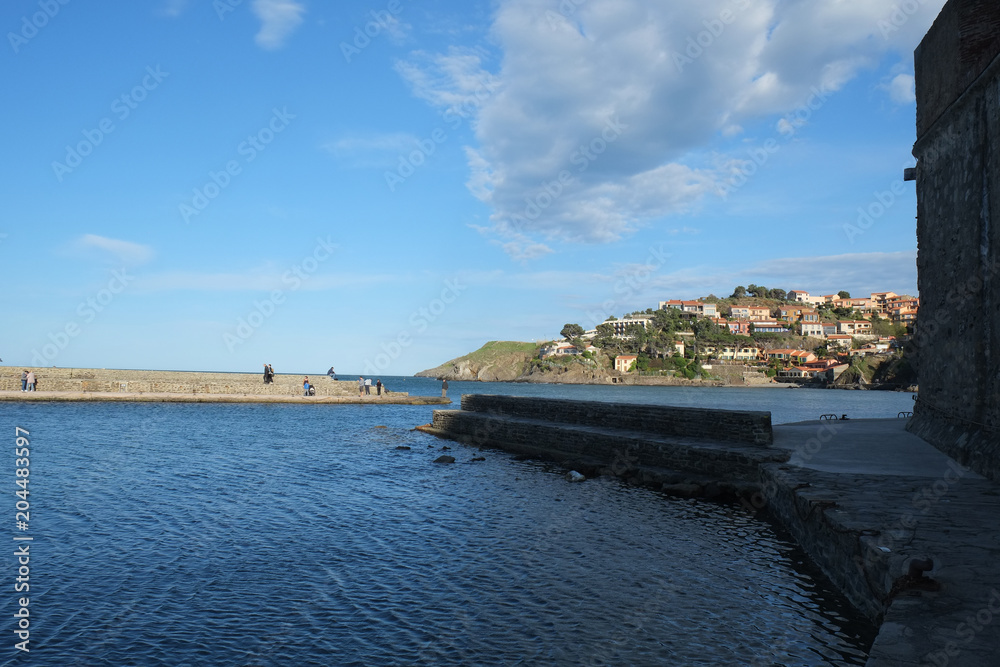 Collioure, medieval fortress walls, Languedoc-Roussillon, France