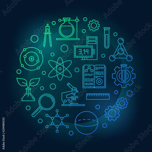 Education and science colored round vector illustration