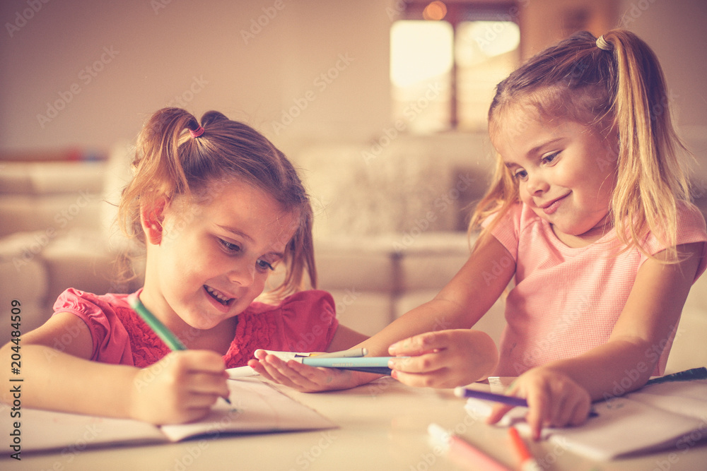I will let you first to pick color. Little girls drawing. I will let you first to pick color. Little girls drawing.