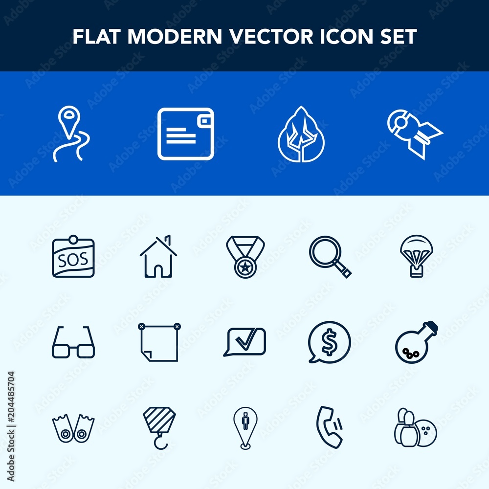 Modern, simple vector icon set with search, label, nuclear, location, house, paper, purse, sos, route, falling, wallet, parachute, reward, sky, award, navigation, communication, bomb, chat, tree icons Modern, simple vector icon set with search, label, nuclear, location, house, paper, purse, sos, route, falling, wallet, parachute, reward, sky, award, navigation, communication, bomb, chat, tree icons