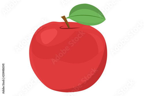 Manzana roja sobre fondo blanco.