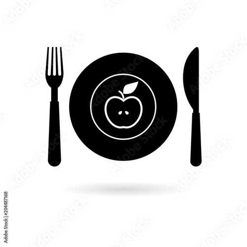 Healthy Food Plate icon, Food dinning kitchen menu restaurant icon