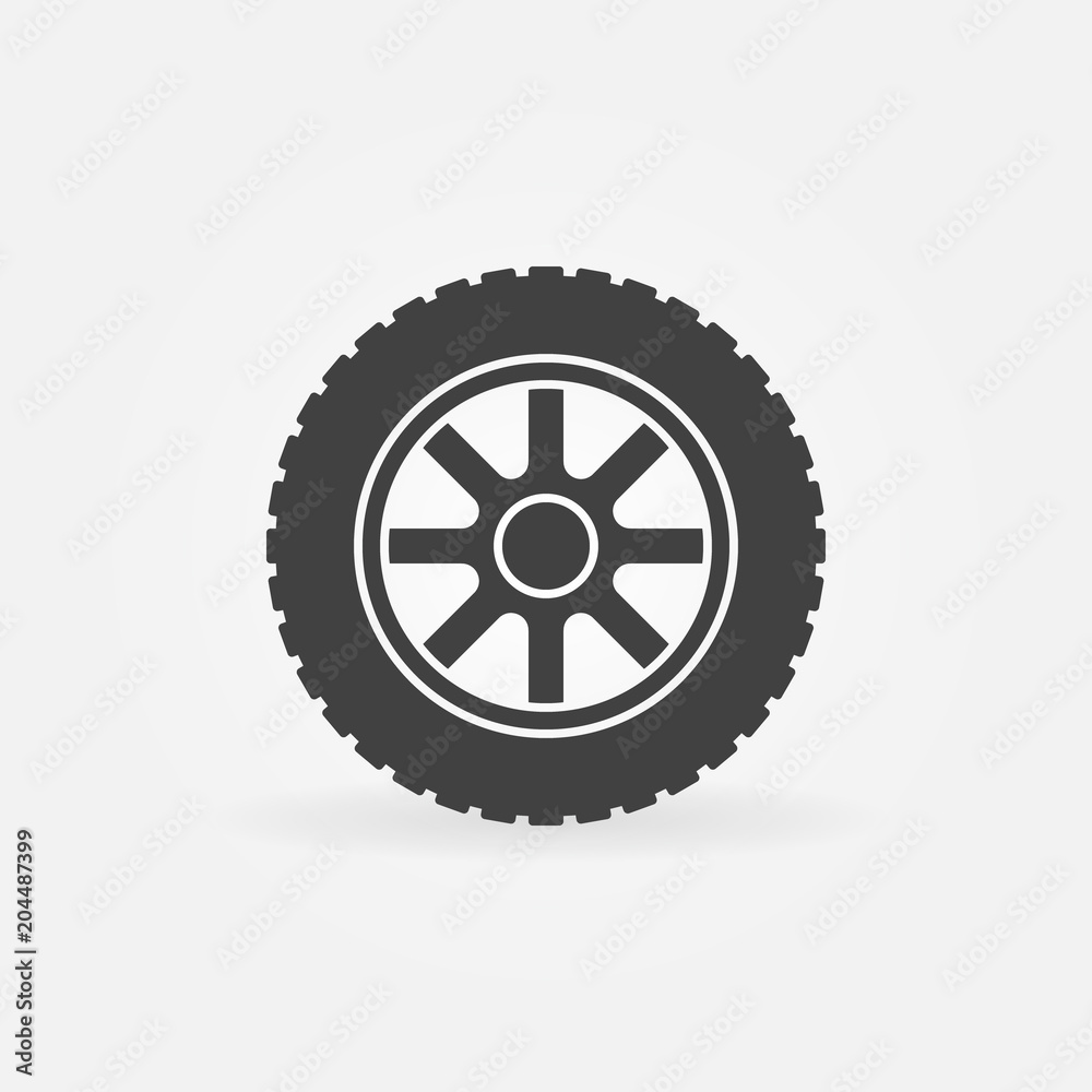 Car wheel simple icon - vector car service symbol Car wheel simple icon - vector car service symbol