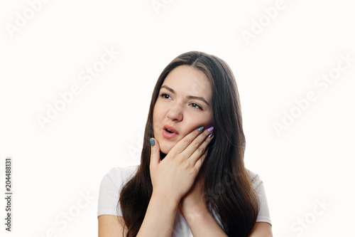 young woman has a toothache