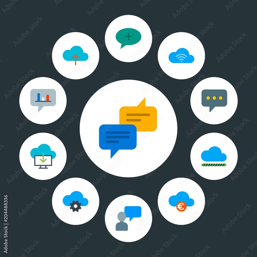 cloud and networking, chat and messenger, time Infographic Circle flat Icons Set. Contains such Icons as data, finance, computer, sms, web, technology and more. Fully Editable. Pixel Perfect cloud and networking, chat and messenger, time Infographic Circle flat Icons Set. Contains such Icons as data, finance, computer, sms, web, technology and more. Fully Editable. Pixel Perfect