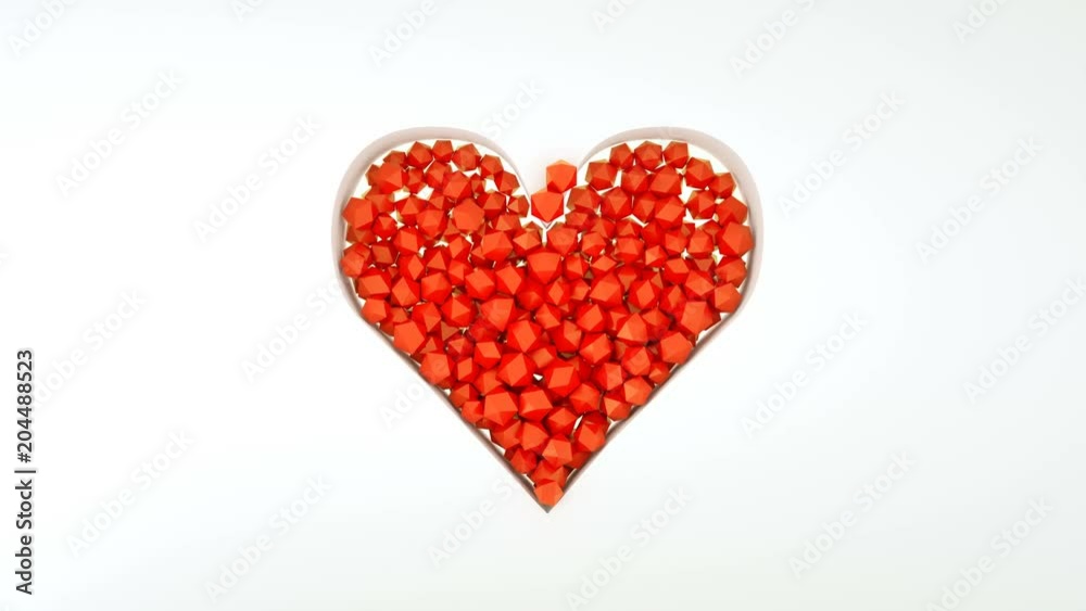 Heart shape from red polyhedrons. Abstract romantic concept. 3D render animation 4k UHD 3840x2160
Heart shape from red polyhedrons. Abstract romantic concept. 3D render animation 4k UHD 3840x2160