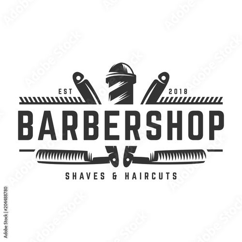 Barbershop vintage Logo template on isolated white background