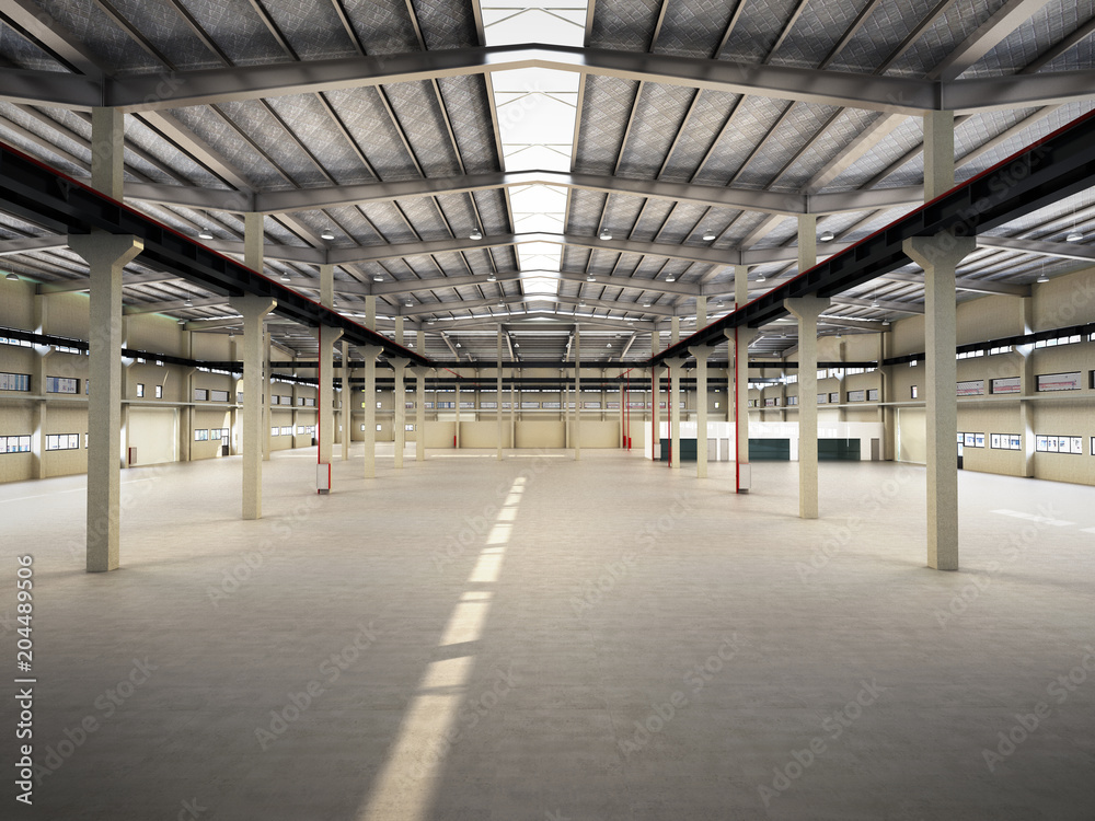 empty Hangar delivery warehouse 3d render image
