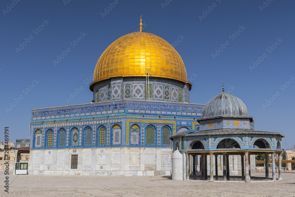 The Dome of the Rock on the Temple Mount in Jerusalem, Israel.