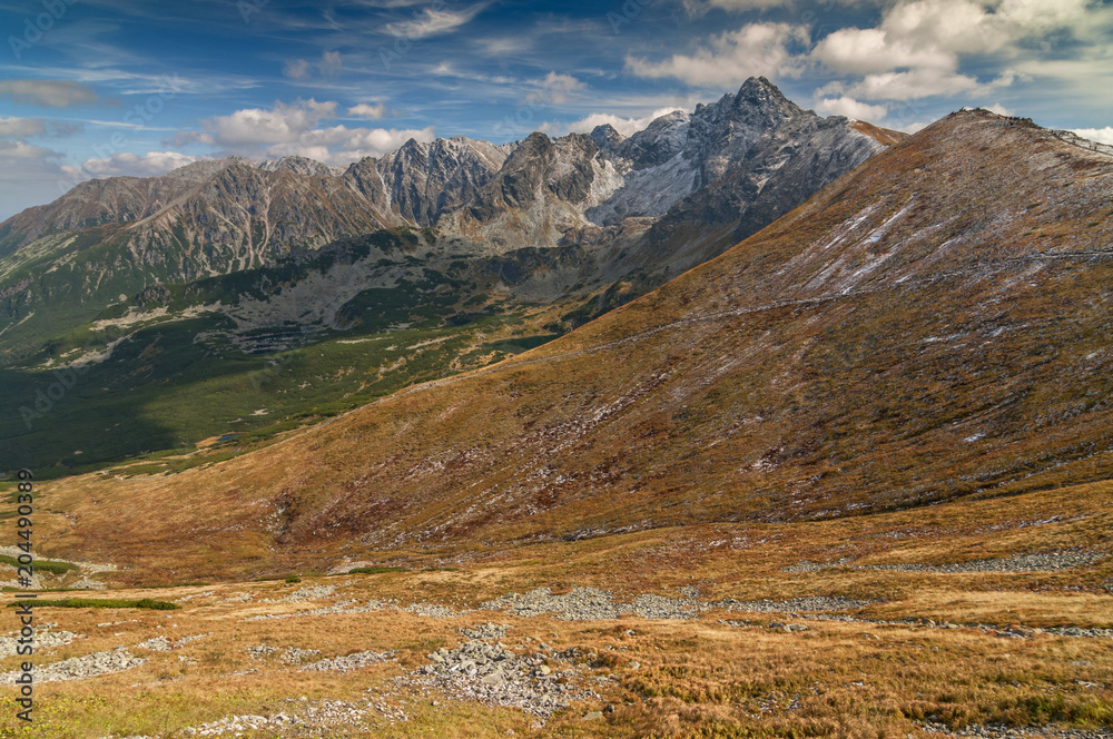 View from Kasprowy Wierch in High Tatra Mountains, Poland.
