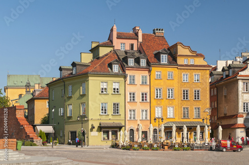Traditional houses in the old Town Market place in Warsaw, Poland.