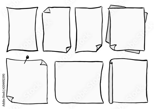 Set mit verschiedenen handgezeichneten Notizzetteln 