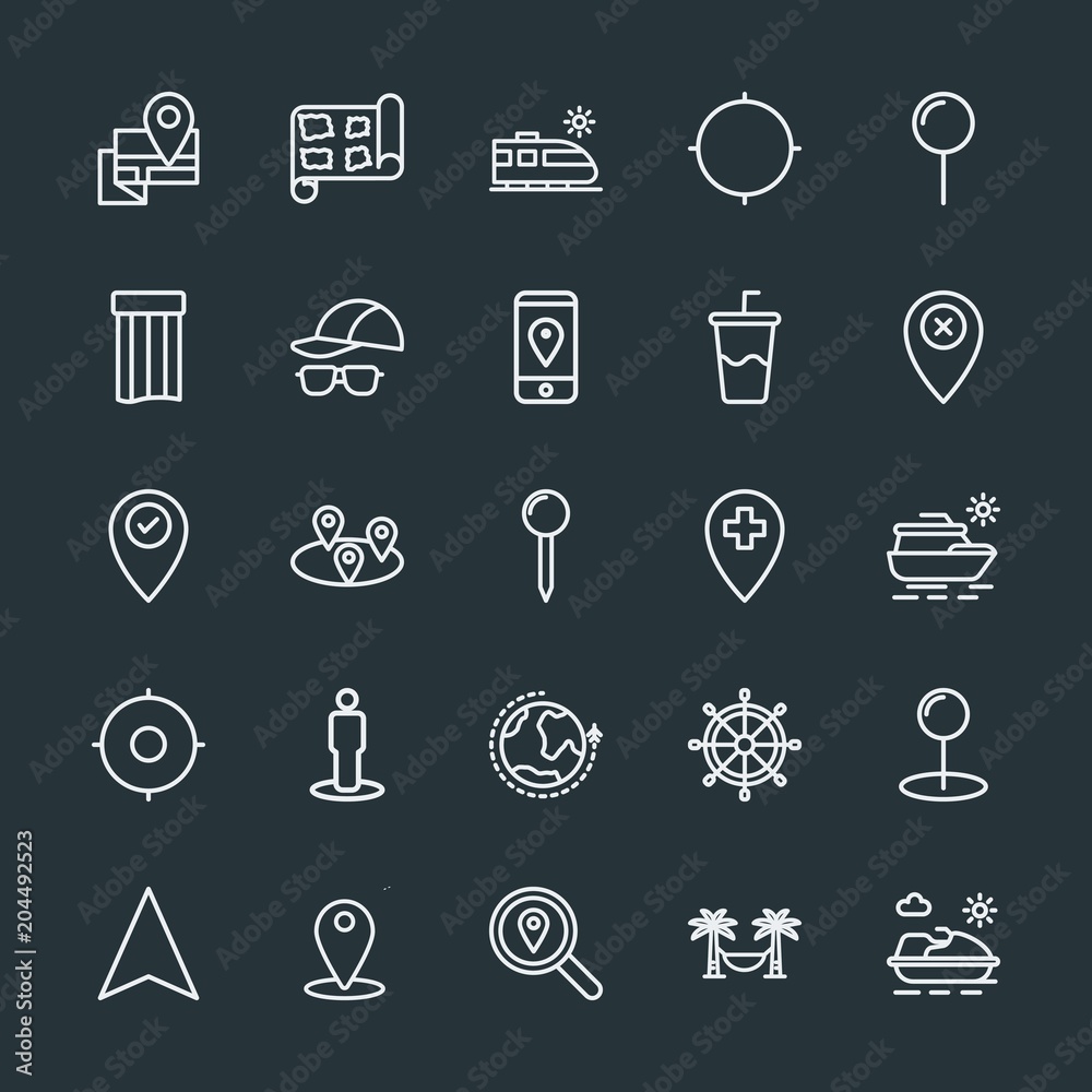 Modern Simple Set of location, travel Vector outline Icons. Contains such Icons as ship, tropical, phone, nautical, technology, wheel and more on dark background. Fully Editable. Pixel Perfect. Modern Simple Set of location, travel Vector outline Icons. Contains such Icons as ship, tropical, phone, nautical, technology, wheel and more on dark background. Fully Editable. Pixel Perfect.
