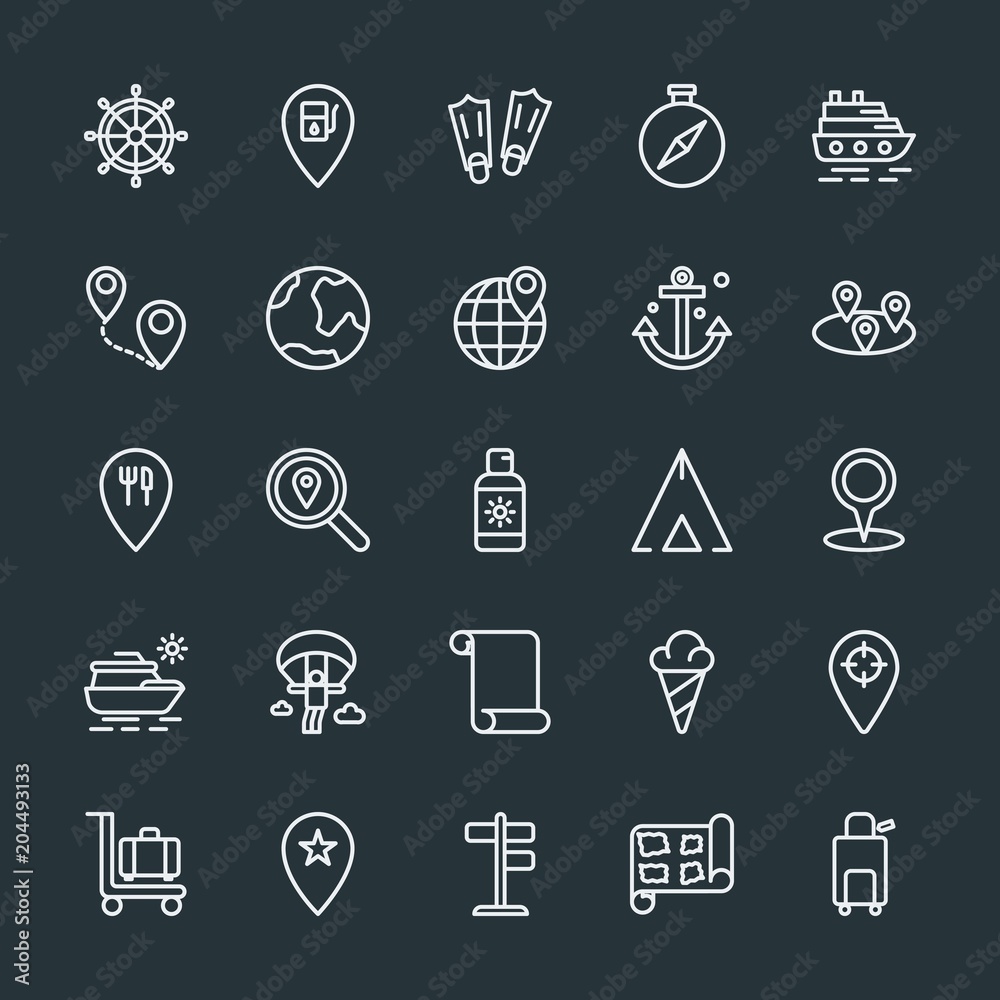 Modern Simple Set of location, travel Vector outline Icons. Contains such Icons as sea, sweet, background, way, sport, water, cream and more on dark background. Fully Editable. Pixel Perfect. Modern Simple Set of location, travel Vector outline Icons. Contains such Icons as sea, sweet, background, way, sport, water, cream and more on dark background. Fully Editable. Pixel Perfect.