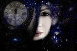 Woman's face, Universe and time