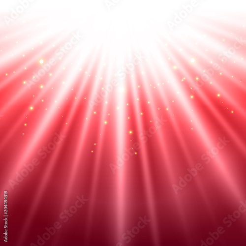 Abstract red shining light top magic with sparkling background.