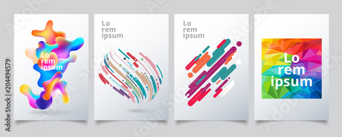 Set template geometric covers design, gradient colorful halftone with lines pattern background.