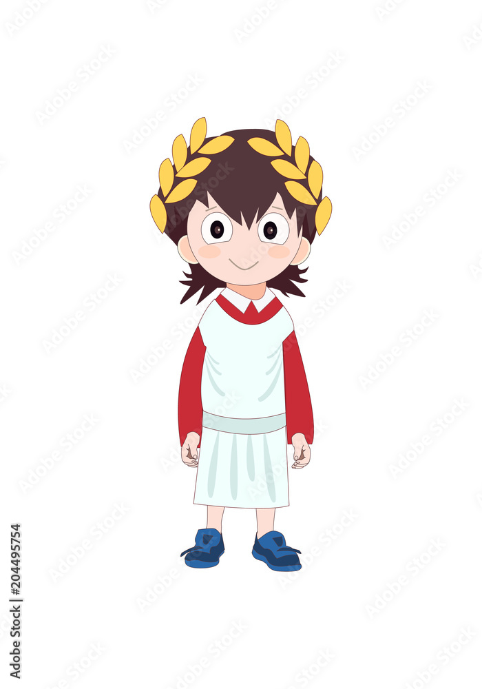 Boy wearing Ancient Rome costume for school history. Vector illustration Boy wearing Ancient Rome costume for school history. Vector illustration