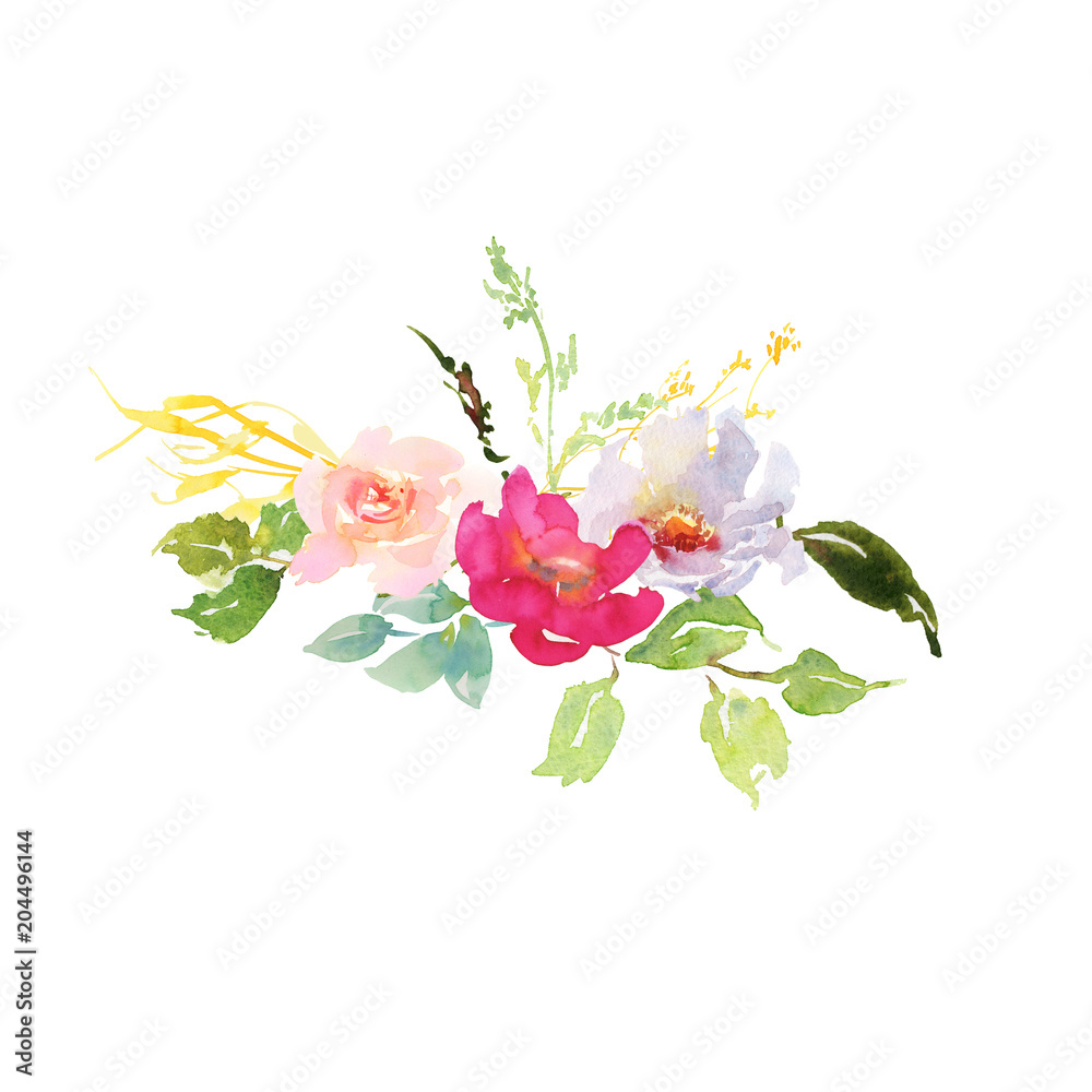 Fototapeta premium Wedding bridal bouquet. red and pink and green flowers ornament